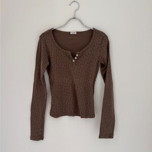 Brandy Brown Fitted Buttoned Blouse